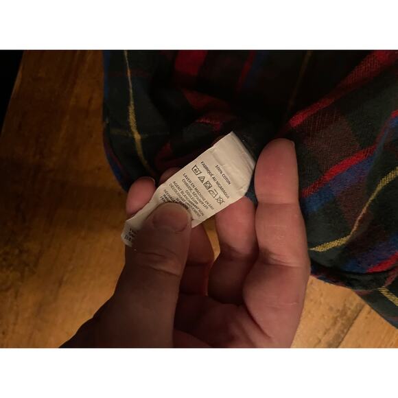 Men's L.L. Bean Button Down Collar Long Sleeve plaid mens Large cotton red green - Picture 5 of 6